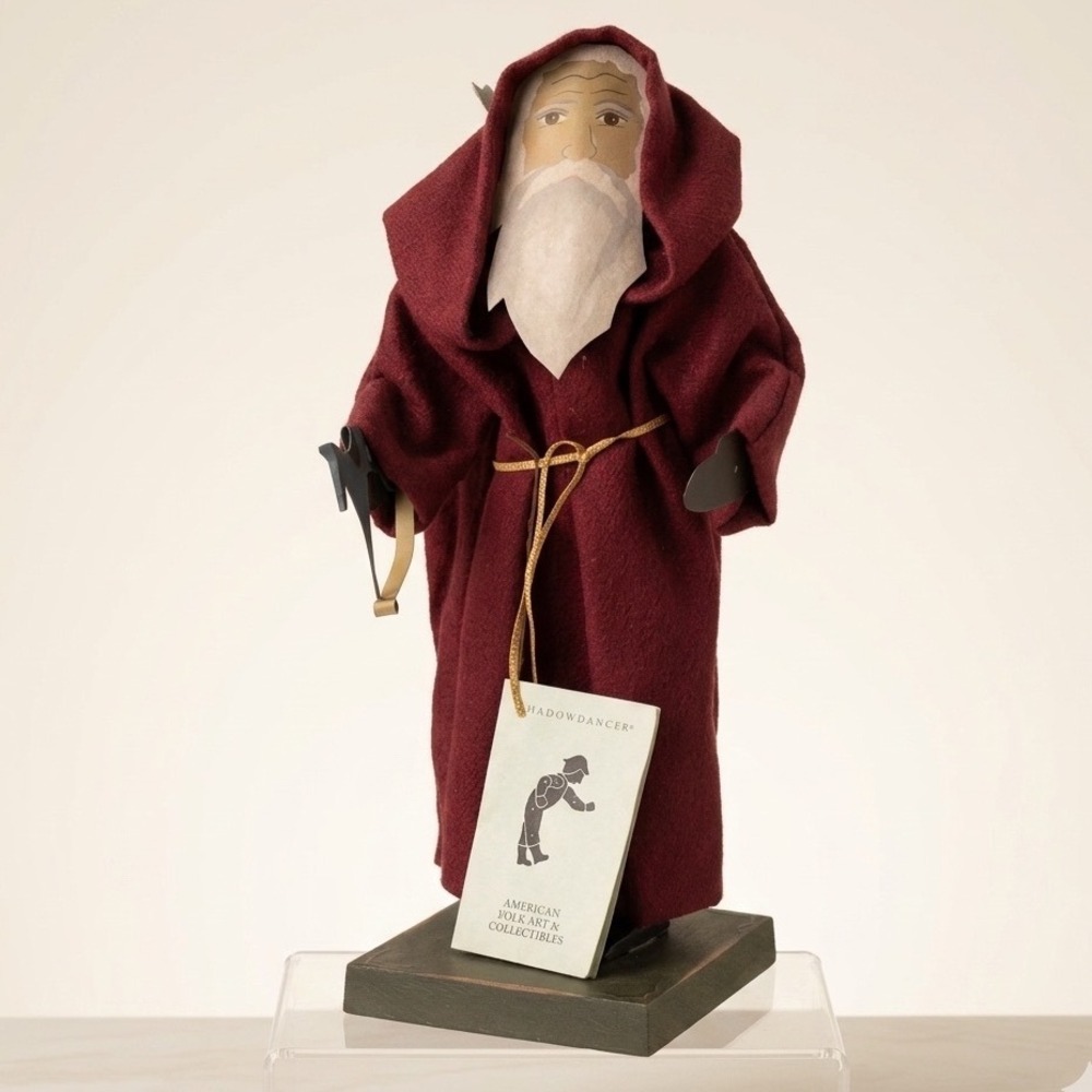 Shadowdancer 1986 Signed Folk Art Primitive Santa Metal Felt Figure‎ Handmade NY